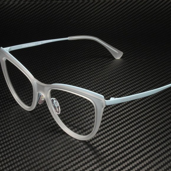 Emporio Armani Women's Matte White Blue Eyeglasses